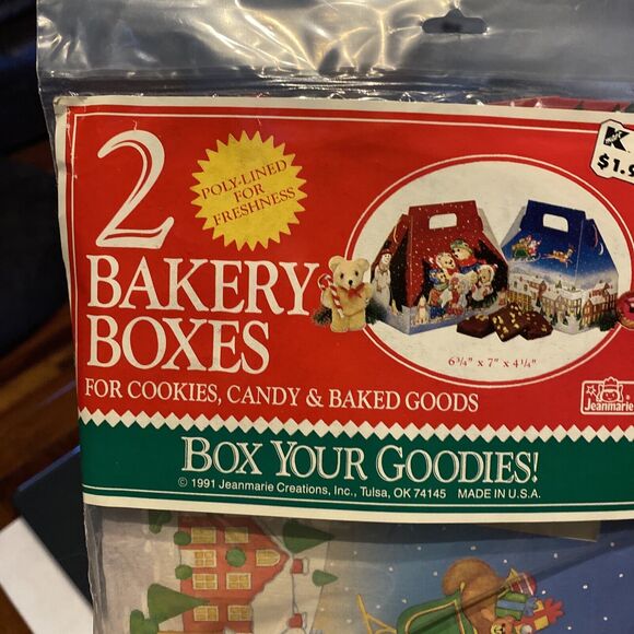 Christmas Holiday Themed Bear Bakery Boxes Sealed 2-Pack VTG 1991 Cookie Baking - Picture 2 of 7